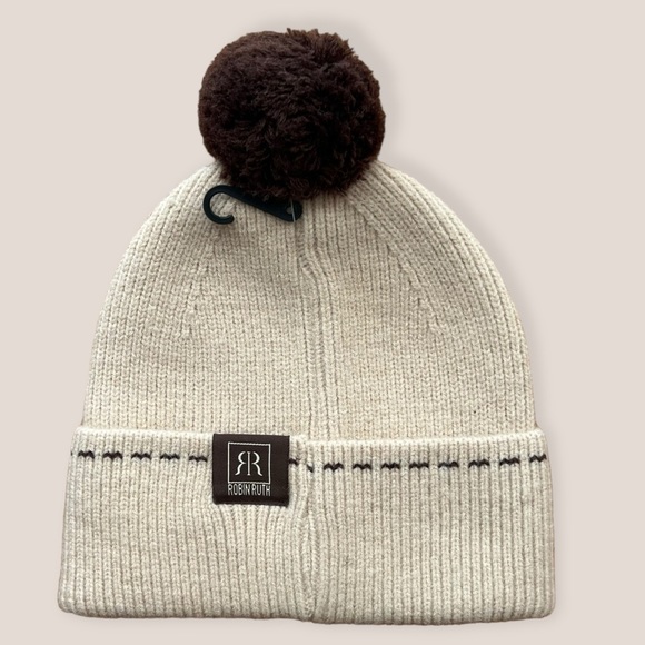 Amsterdam Knit Beanie Unisex Cream Brown Robin Ruth Winter Hat new - Picture 2 of 12